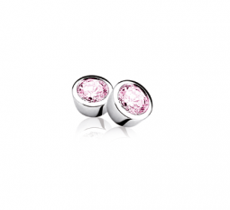 Zinzi zilveren oorknoppen rond roze ZIO322R