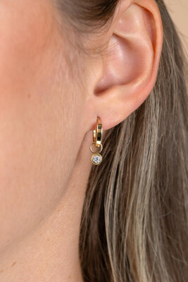 ZINZI Gold 14 karaat gouden oorbedels met ronde witte zirconia ZGCH560 (zonder oorringen)
