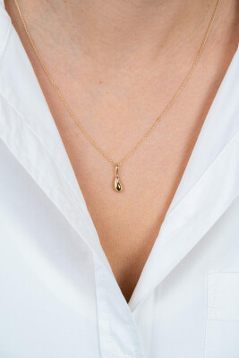 15mm ZINZI Gold 14 krt gouden hanger met organische druppelvorm ZGH558 (zonder collier)
