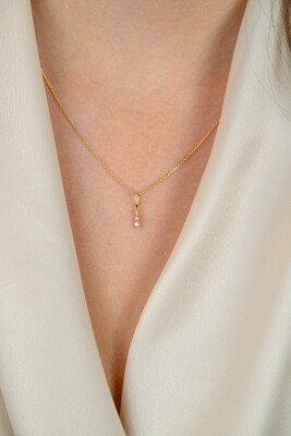 13mm ZINZI Gold 14 krt gouden hanger met drie witte zirkonia's ZGH543 (zonder collier)