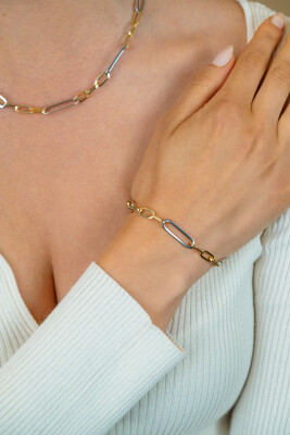 ZINZI zilveren bicolor schakelarmband met ovale schakels 7mm breed ZIA2752