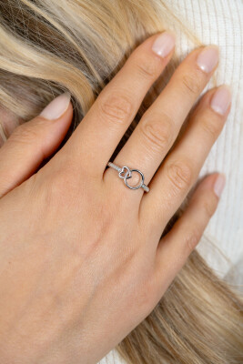 ZINZI zilveren ring met verbonden hart en rondje ZIR2811C