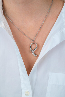 ZINZI zilveren ketting 45cm met grote sierlijke hanger 40mm ZIC2786