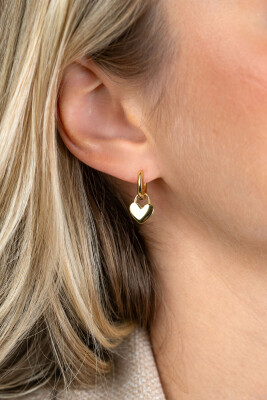 9mm ZINZI goldplated zilveren oorbedels glanzend hart ZICH2673G (zonder oorringen)