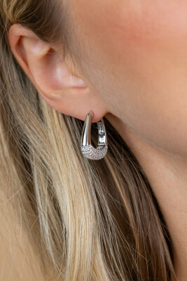 21mm ZINZI zilveren oorringen glad in een trendy tasvorm, sierlijk bezet met witte zirkonia's en luxe klapsluiting ZIO2806