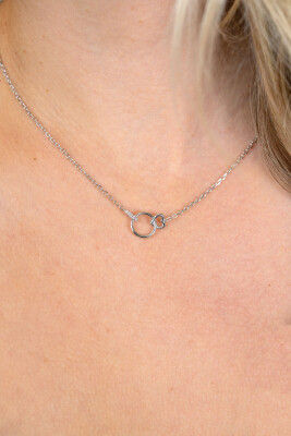 ZINZI zilveren ketting 45cm met verbonden hart en rondje ZIC2811