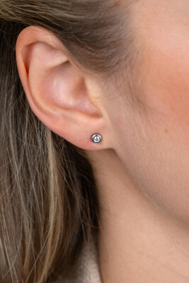 Zinzi zilveren oorknoppen rond 4mm wit ZIO1177