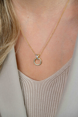 ZINZI gold plated zilveren ketting 42–45cm met X-vorm en luxe open rondje  ZIC1816Y