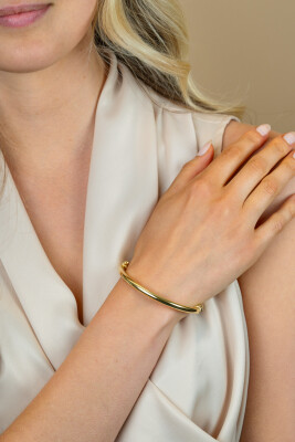 ZINZI gold plated zilveren bangle armband glad 5mm ronde buis en luxe scharniersluiting ZIA2754G