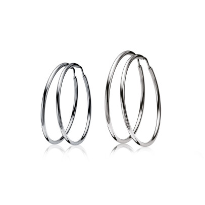 Giftset: Twee paar grote zilveren oorringen, perfect op elkaar afgestemd in één trendy set (ZIO435 en ZIO436) GIFTSET13