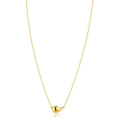 ZINZI Gold 14 karaat gouden ketting 45cm met druppelvormige hanger 13mm ZGC557
