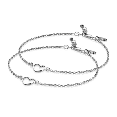 ZINZI set van 2 zilveren armbanden met open hartje ZIA1420-SET
