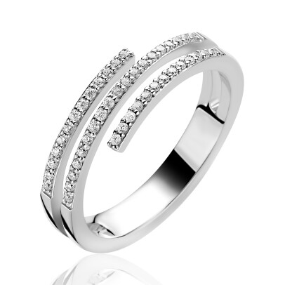 ZINZI zilveren multi-look ring (6mm breed) met 3 banen bezet met witte zirkonia&rsquo;s ZIR2727