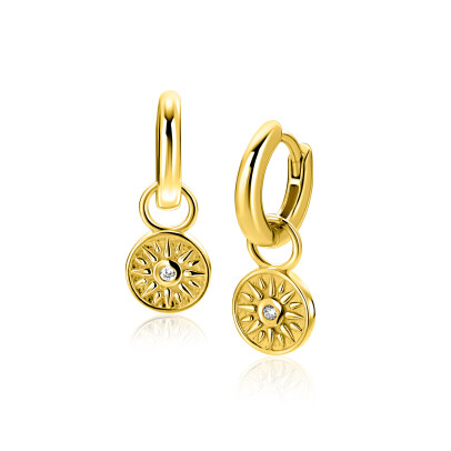 8mm ZINZI gold plated zilveren oorbedels zon ZICH2741 (zonder oorringen)