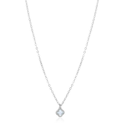 ZINZI zilveren schakelketting met een lichtblauwe klaver in het midden 40-45cm ZIC2905B