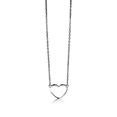 Zinzi zilveren ketting 43cm met hart plaatje 10mm om te graveren ZIC2346
