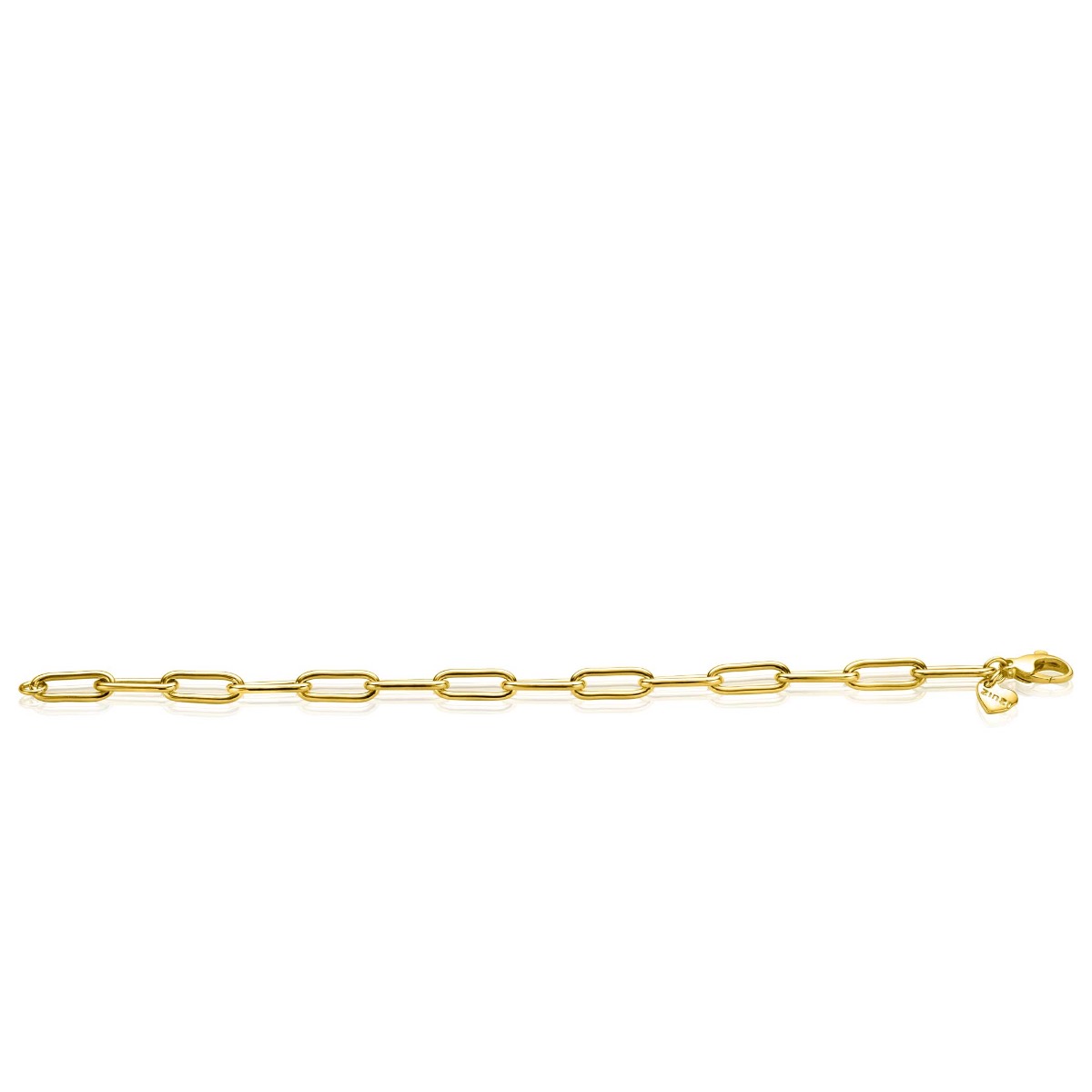 ZINZI gold plated zilveren armband met 5,5mm brede paperclip schakel 19cm ZIA2286G