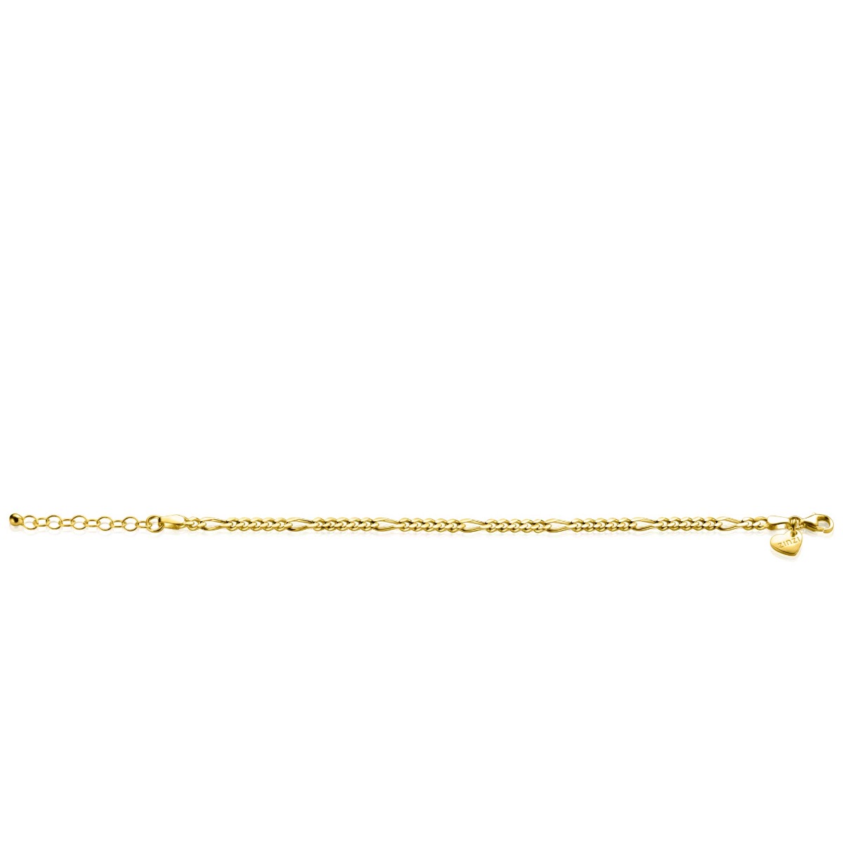 ZINZI gold plated zilveren figaro armband 3,5mm breed ZIA2291G
