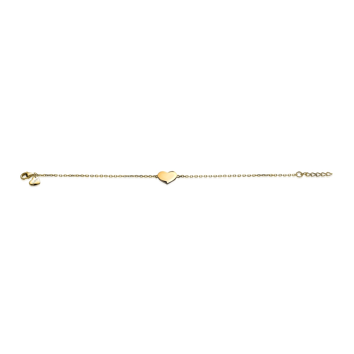 ZINZI gold plated zilveren armband met hart plaatje 10mm om te graveren 17-20cm ZIA2346G