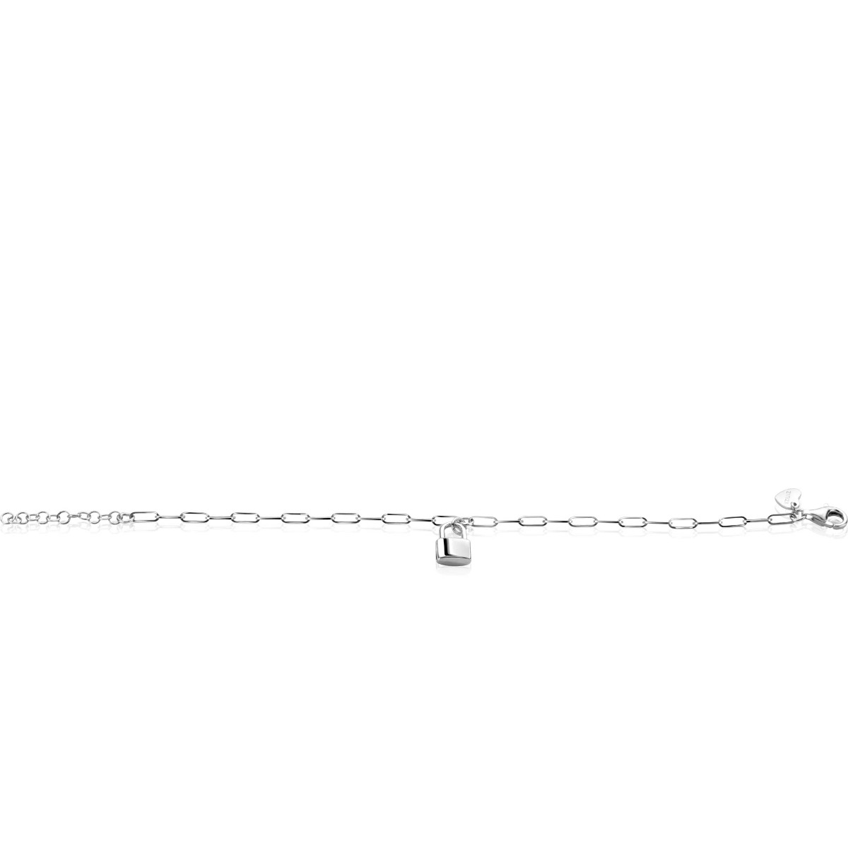 ZINZI zilveren paperclip schakelarmband met trendy slotje als bedeltje 16,5-19,5cm ZIA2355