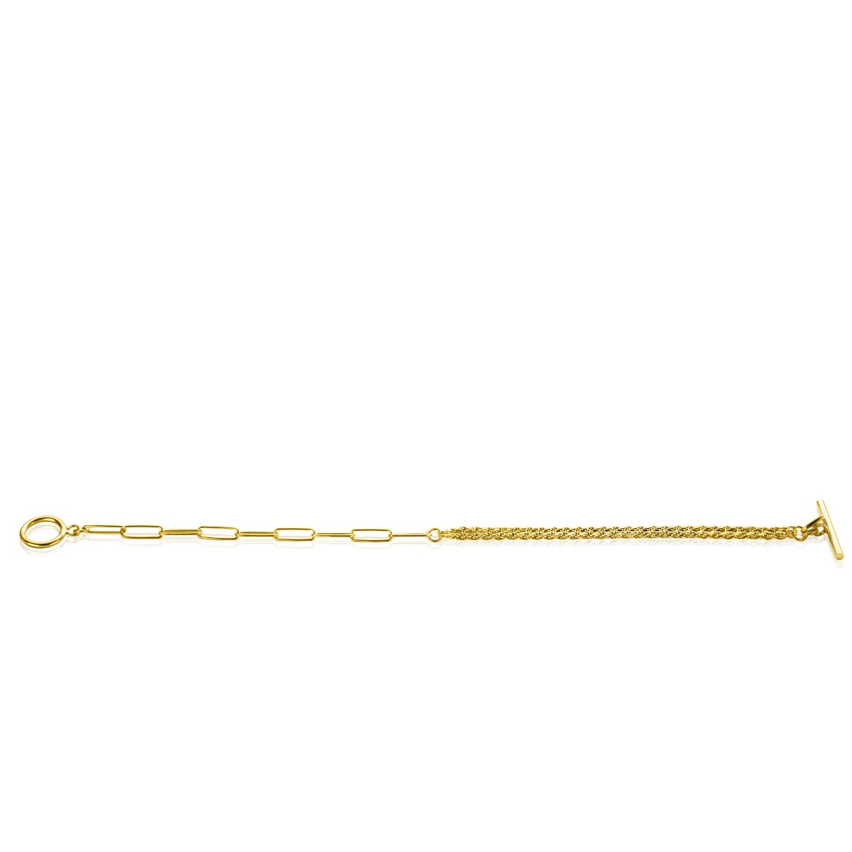 ZINZI gold plated zilveren multi-look armband met twee trendy schakels en kapittel-sluiting ZIA2380

