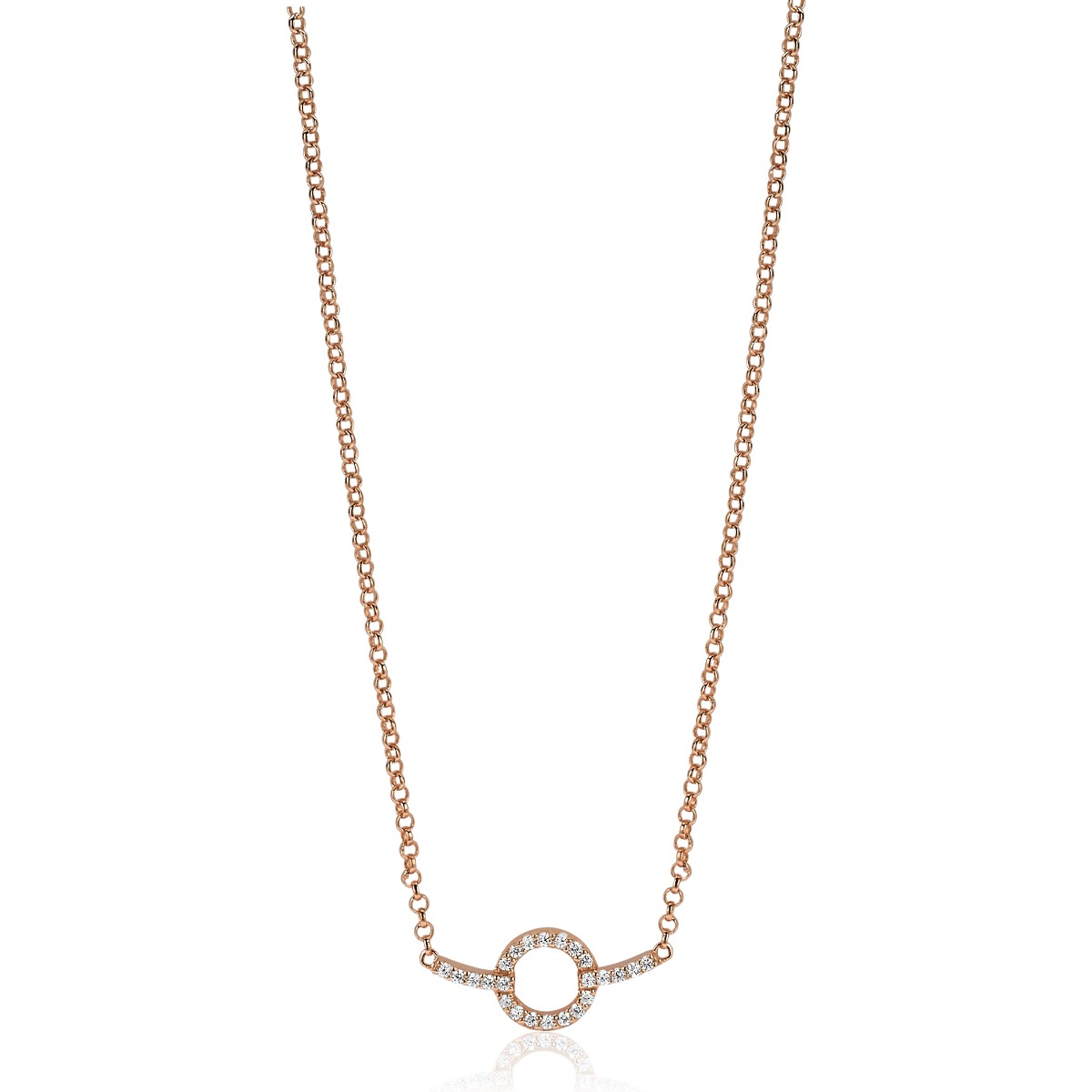 ZINZI zilveren ketting rosé verguld strak rond design wit 42-45cm ZIC1063R