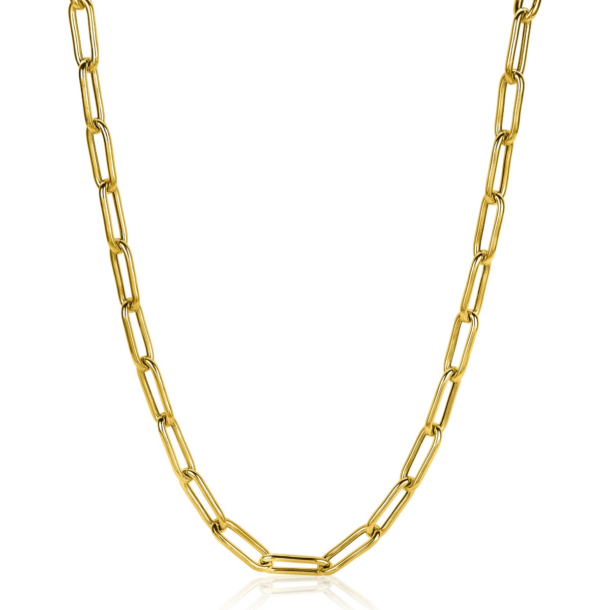 ZINZI gold plated zilveren ketting 45cm met 5,5mm brede paperclip schakels ZIC2286G