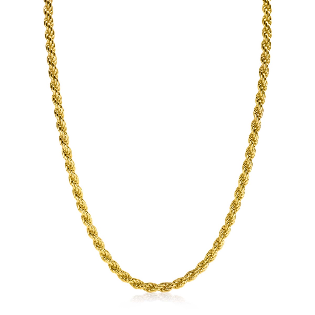 ZINZI gold plated zilveren koord ketting 45cm 4mm breed ZIC2343G