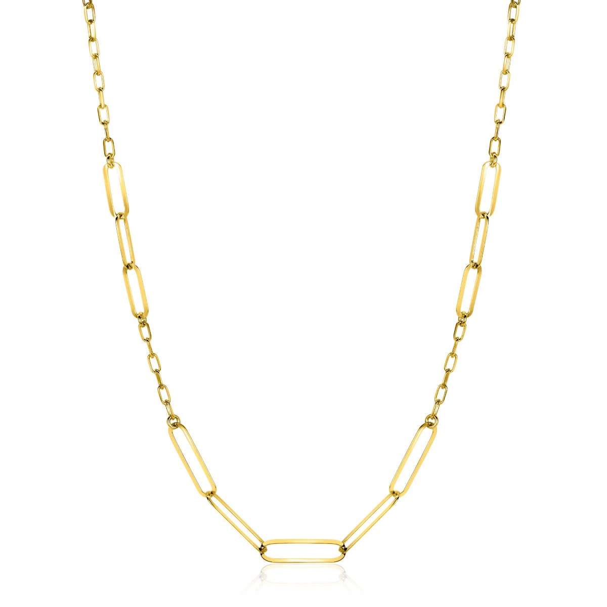 ZINZI gold plated zilveren ketting met verschillende paperclip schakels 40-45cm ZIC2361
