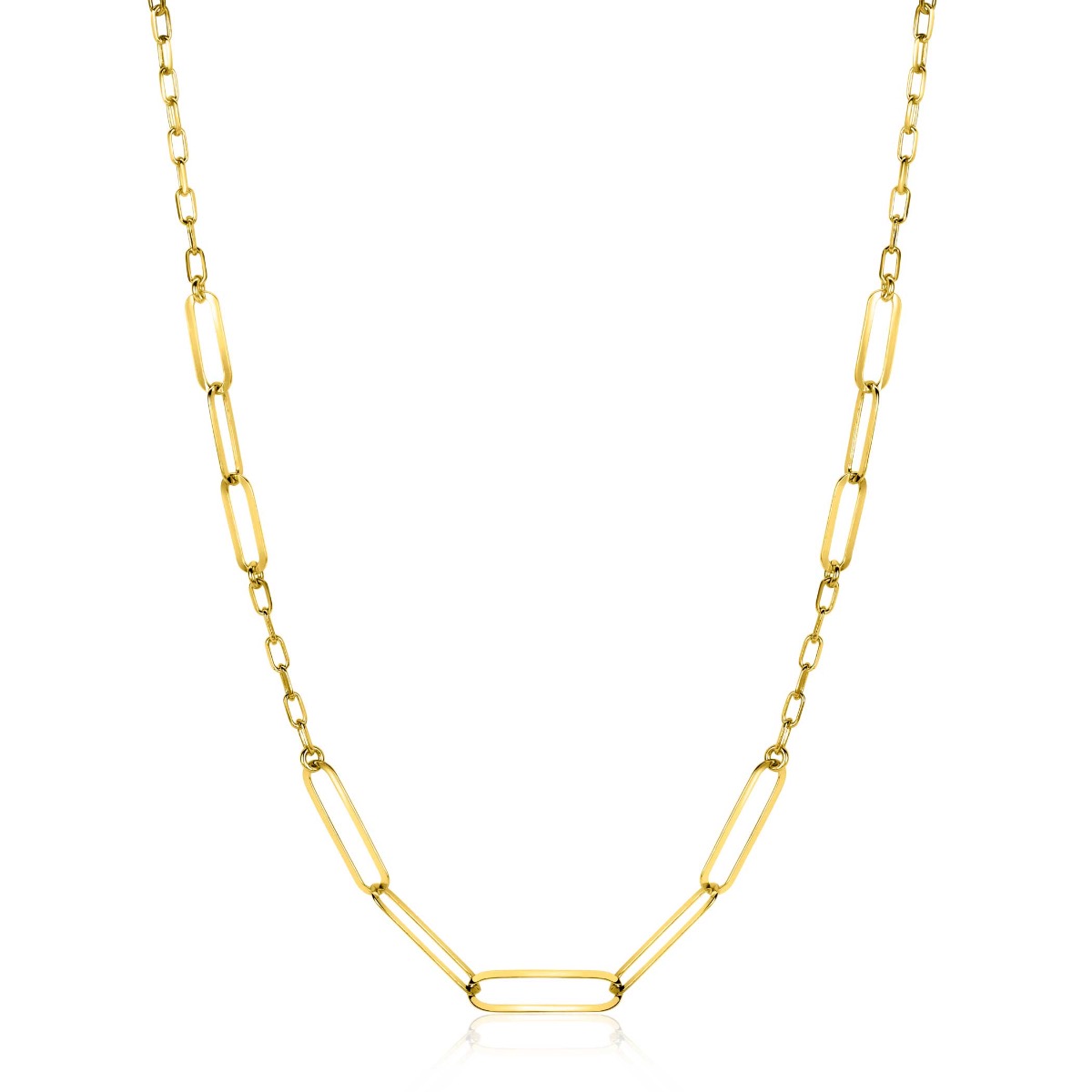 ZINZI gold plated zilveren ketting met verschillende paperclip schakels 40-45cm ZIC2361