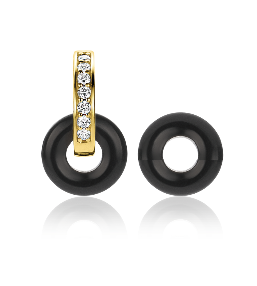 ZINZI oorbedels rond 12mm zwart onyx ZICH2274Z (zonder oorringen)