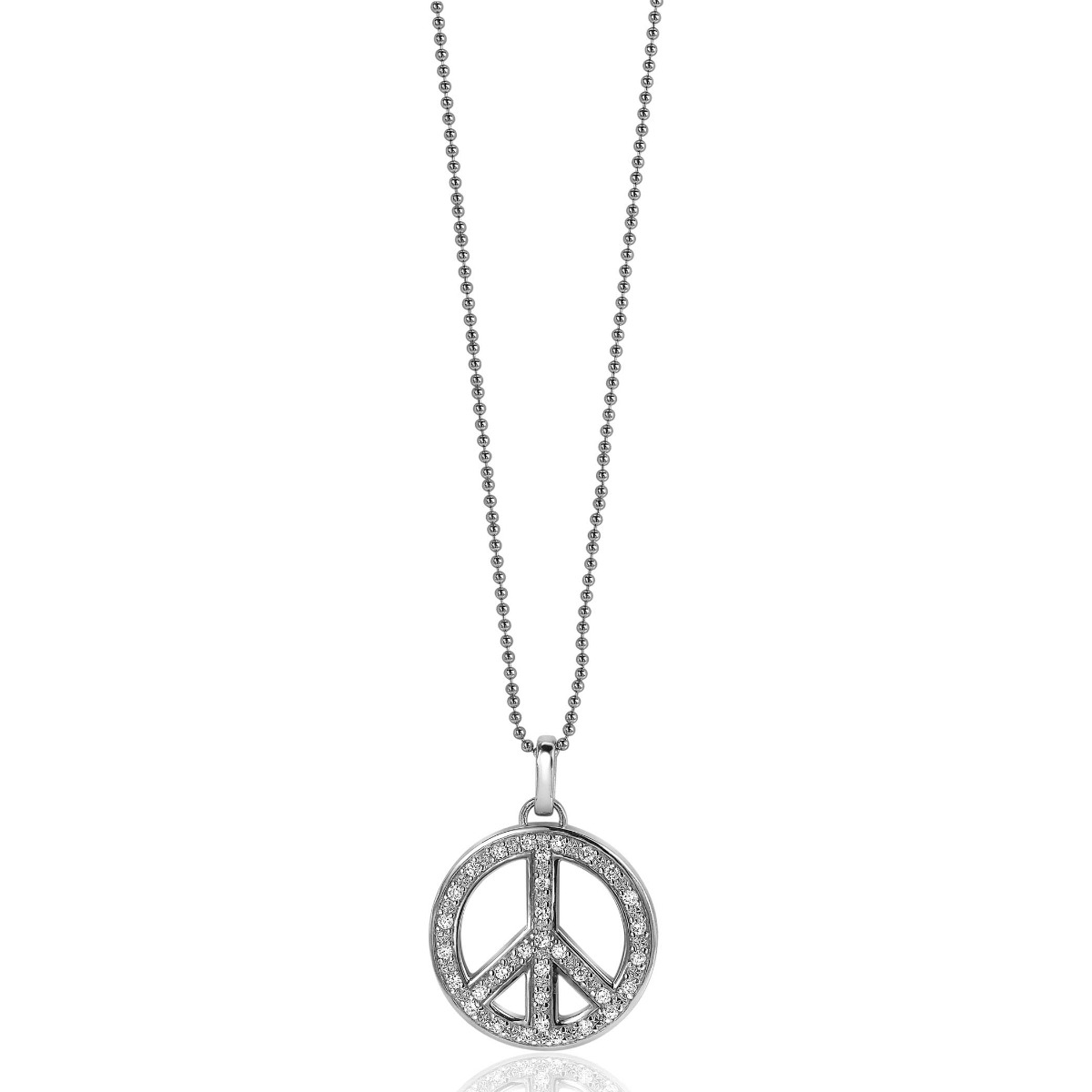 ZINZI zilveren peace hanger 22mm bezet met witte zirconia's ZIH662