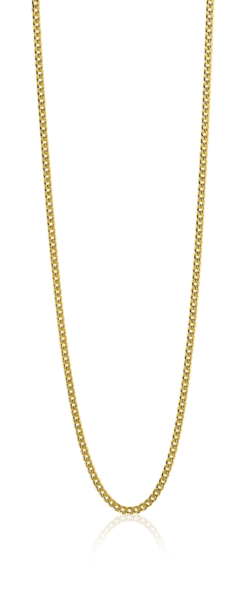 70cm ZINZI zilveren gourmet ketting gold plated. ZILC-G70G