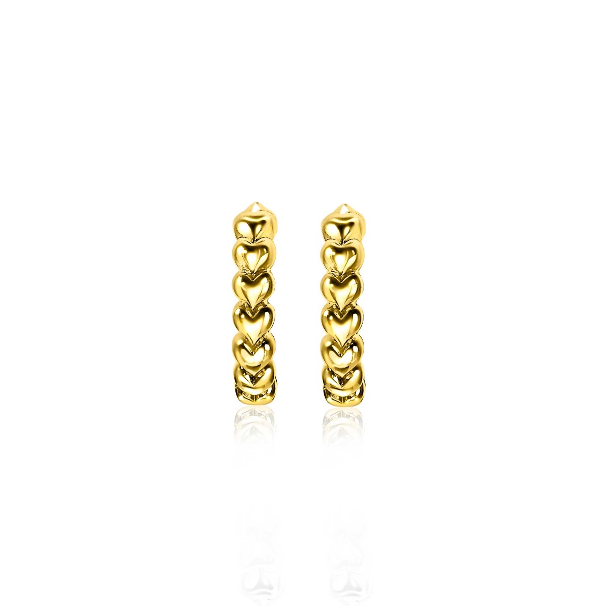 ZINZI zilveren oorringen 15x3mm 14K geel verguld met hartjes ZIO1798G
