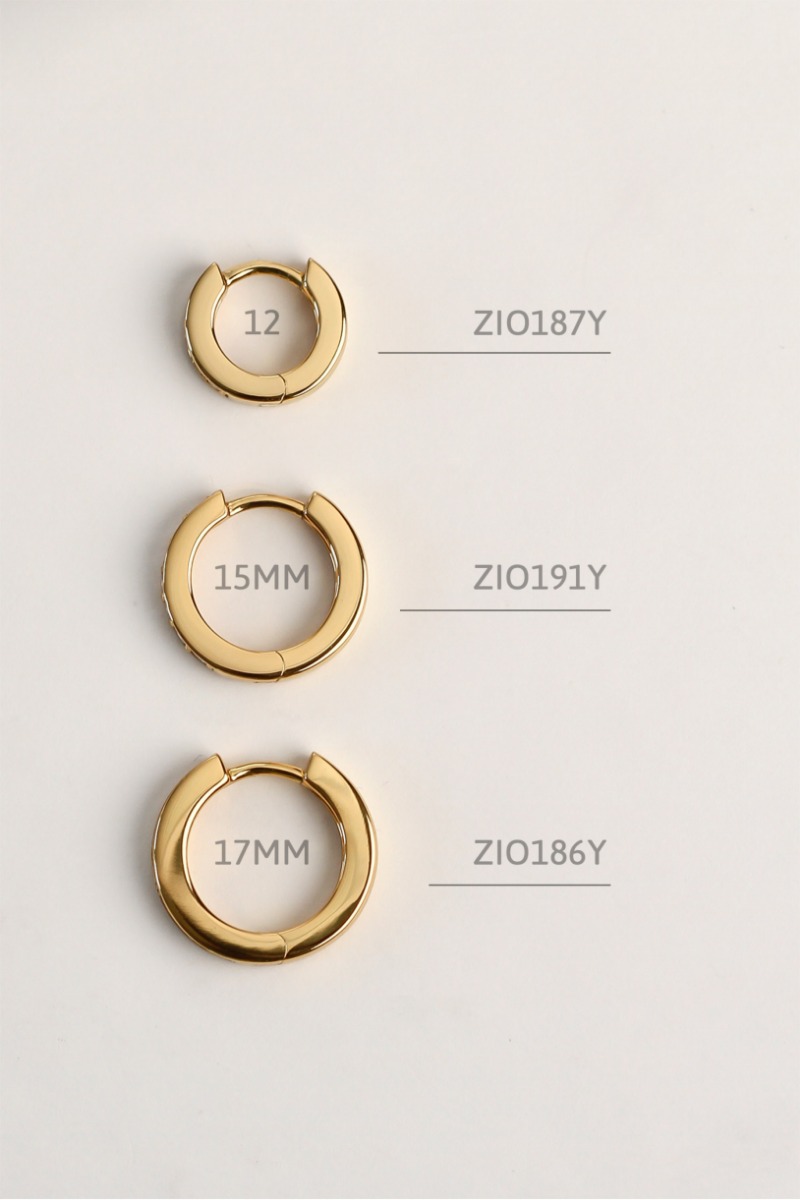 Zinzi zilveren oorringen 14K geel verguld 17 x 3mm witte zirconia's ZIO186Y
