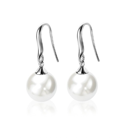Zinzi zilveren oorhangers parel wit ZIO266