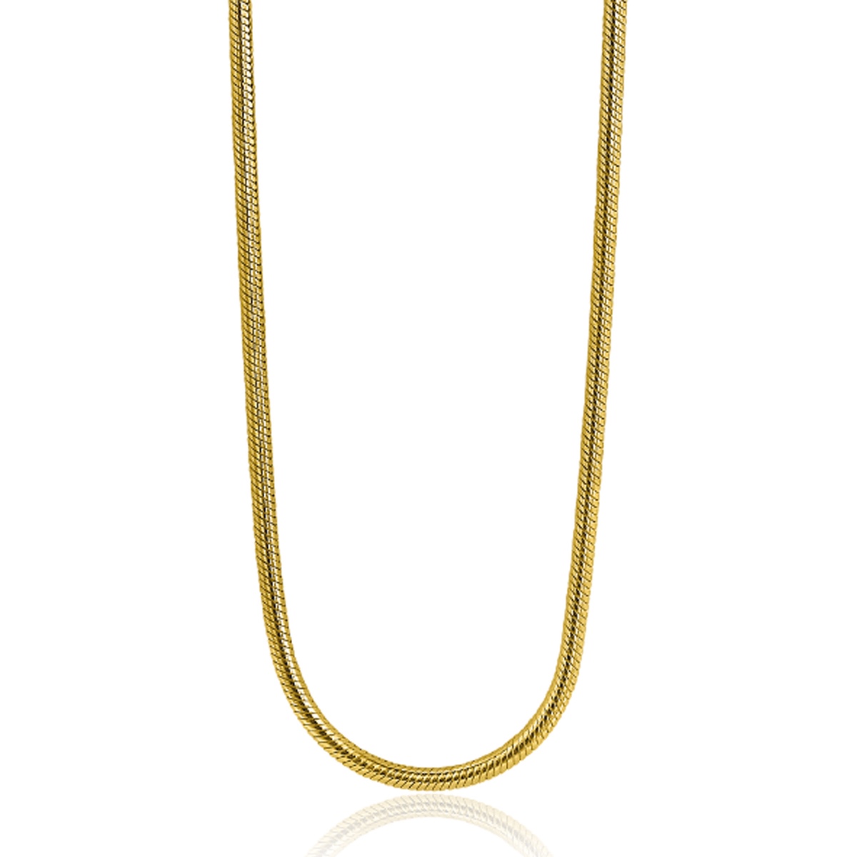 45cm Zinzi goldplated zilveren slangen collier 1,5mm breed ZISL15-45G